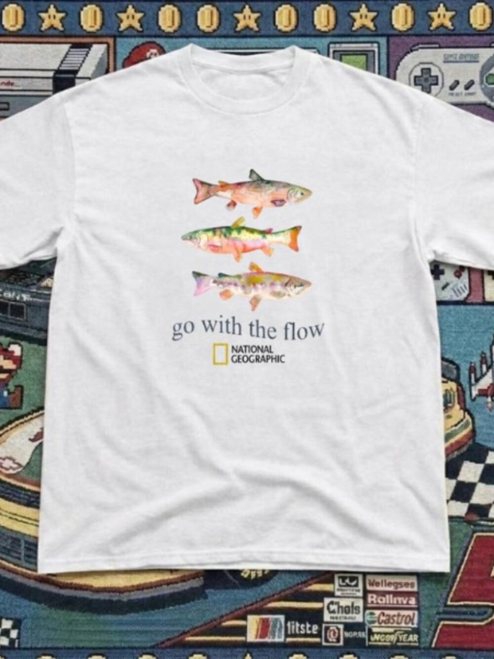 "Go With The Flow" – Artistic Watercolor Fish Graphic Tee